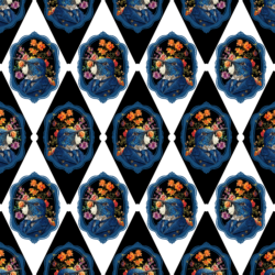 Luxury Hummingbird Wallpaper – Blue Botanical Portrait Pattern