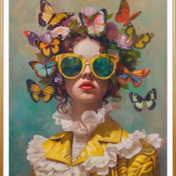 Dreams in Color - Colorful Surreal Portrait & Butterfly Wall Art